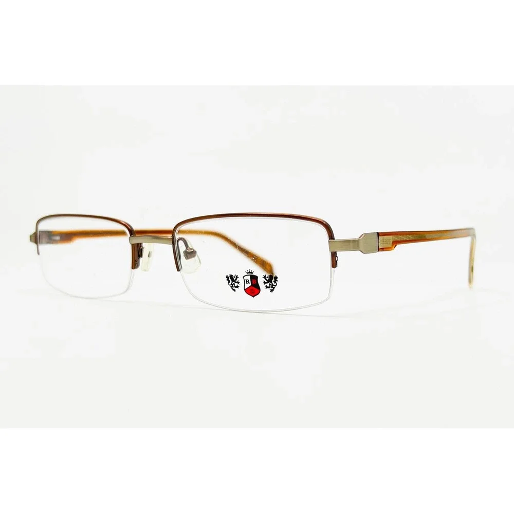 Rebelde Eyeglasses Men Brown New Semi Rimless Rectangle 52-18-140
